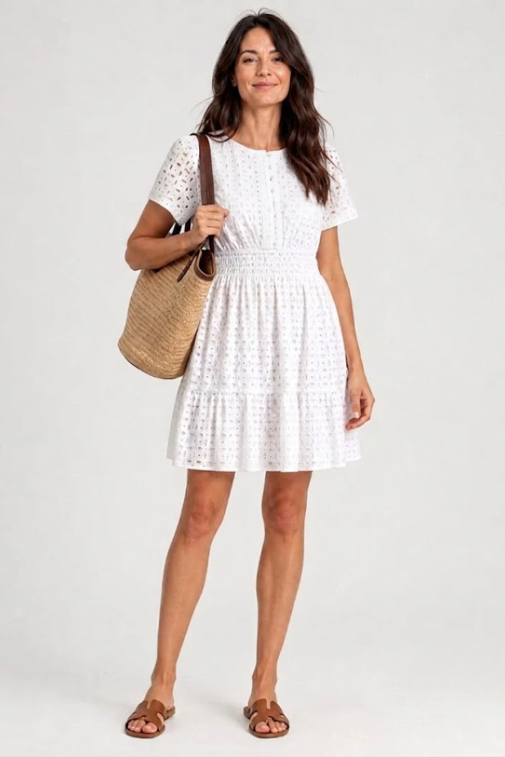 Mabel | Eyelet Flutter Mini Dress