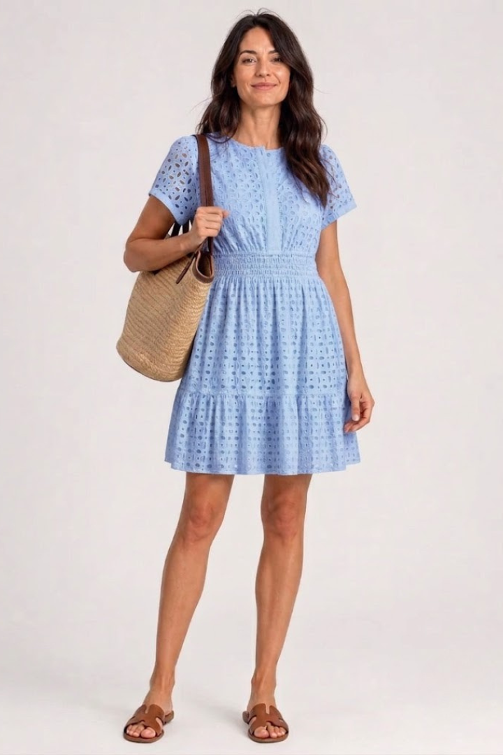 Mabel | Eyelet Flutter Mini Dress