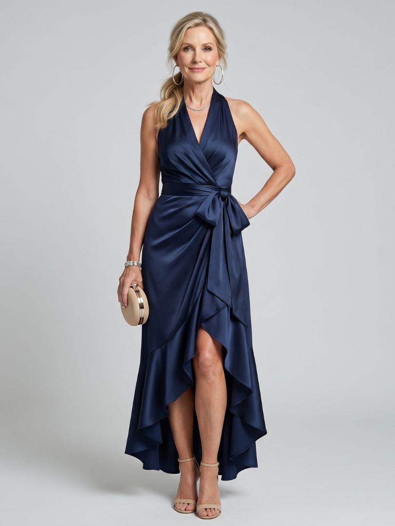 Cassia | Draped Wrap Midi Dress