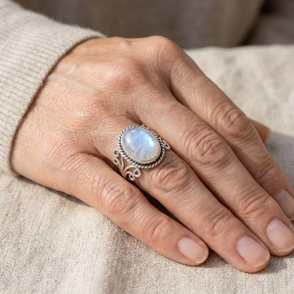 Marlowe Moonlit Scroll Ring detail