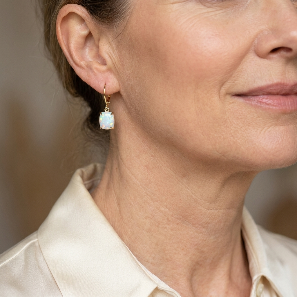 Seraphina Opal Square Earrings detail
