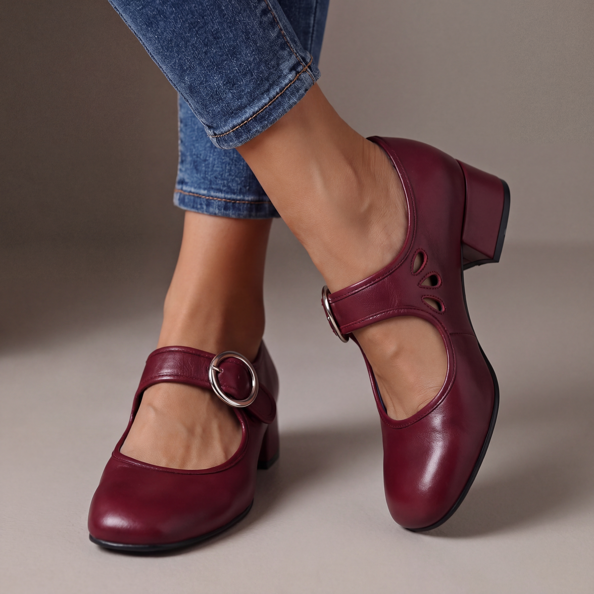 Jolene Leather Comfort Mary Janes