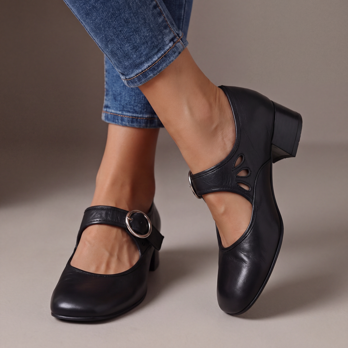 Jolene Leather Comfort Mary Janes