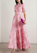 Marigold Puff Sleeve Occasion Dress - Pink