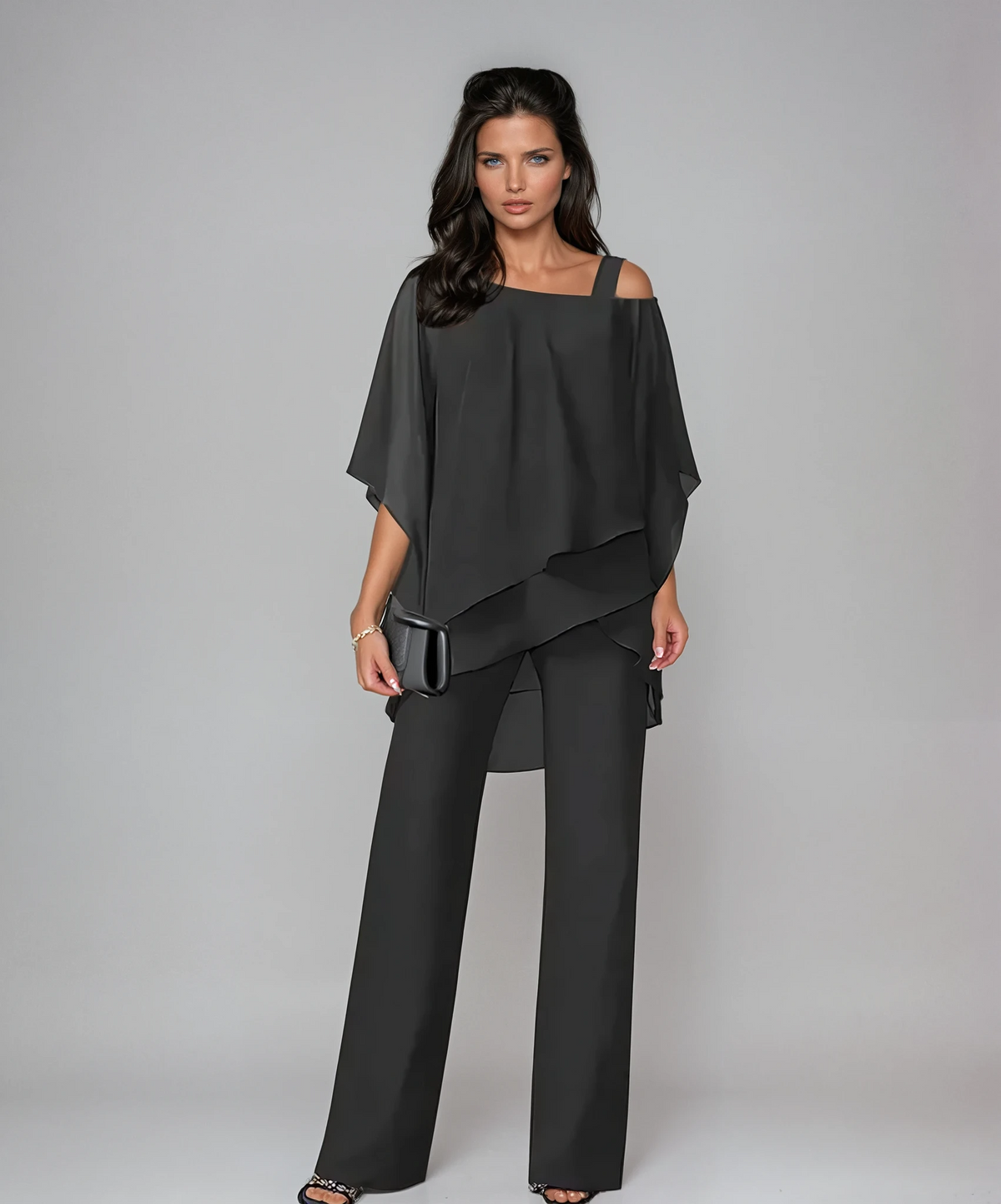 Corinne Elegant Layered Set - Black