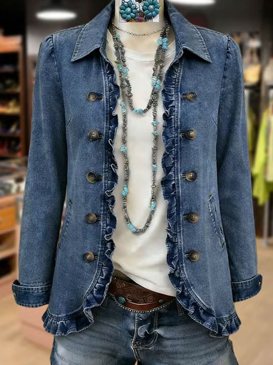 Ruffelle | Ruffled Denim Jacket