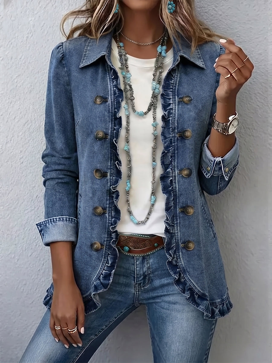 Ruffelle | Ruffled Denim Jacket