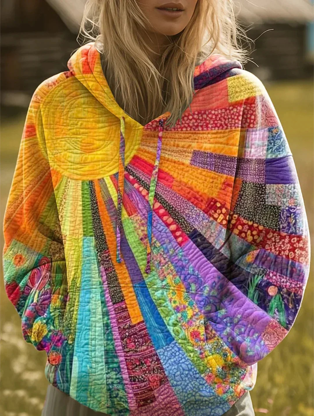 Aurora hoodie in Orange patchwork