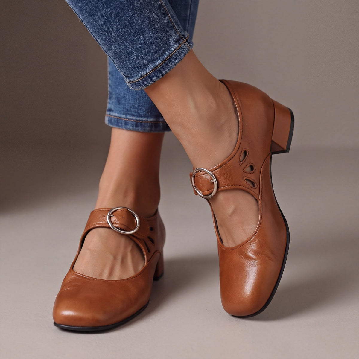 Jolene Leather Comfort Mary Janes