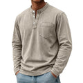 Saltwater long sleeve henley in light gray, front view