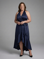 Fiona | Glossy Halter Evening Dress