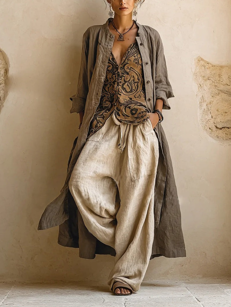 Sienna layered three-piece set in brown, full look