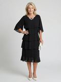 Ophelia | Layered Chiffon Midi Dress
