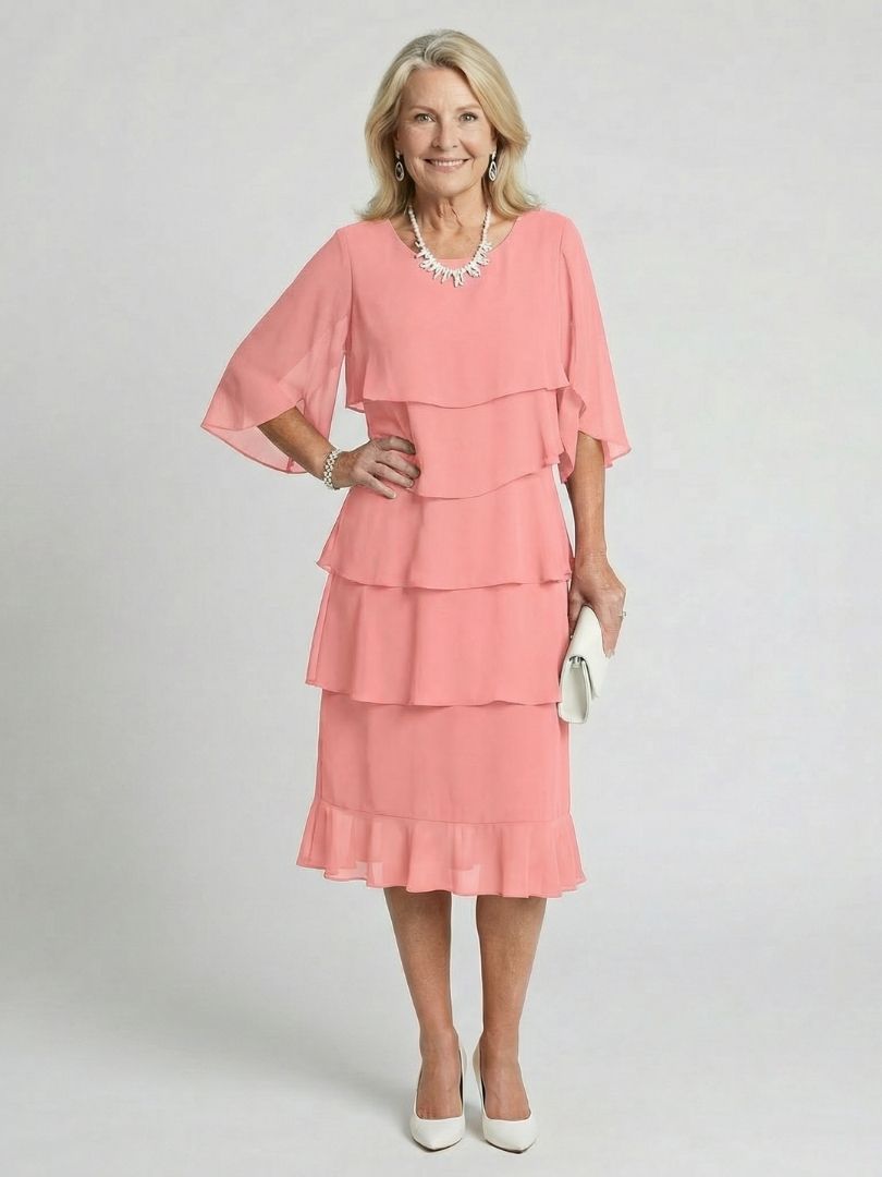 Ophelia | Layered Chiffon Midi Dress