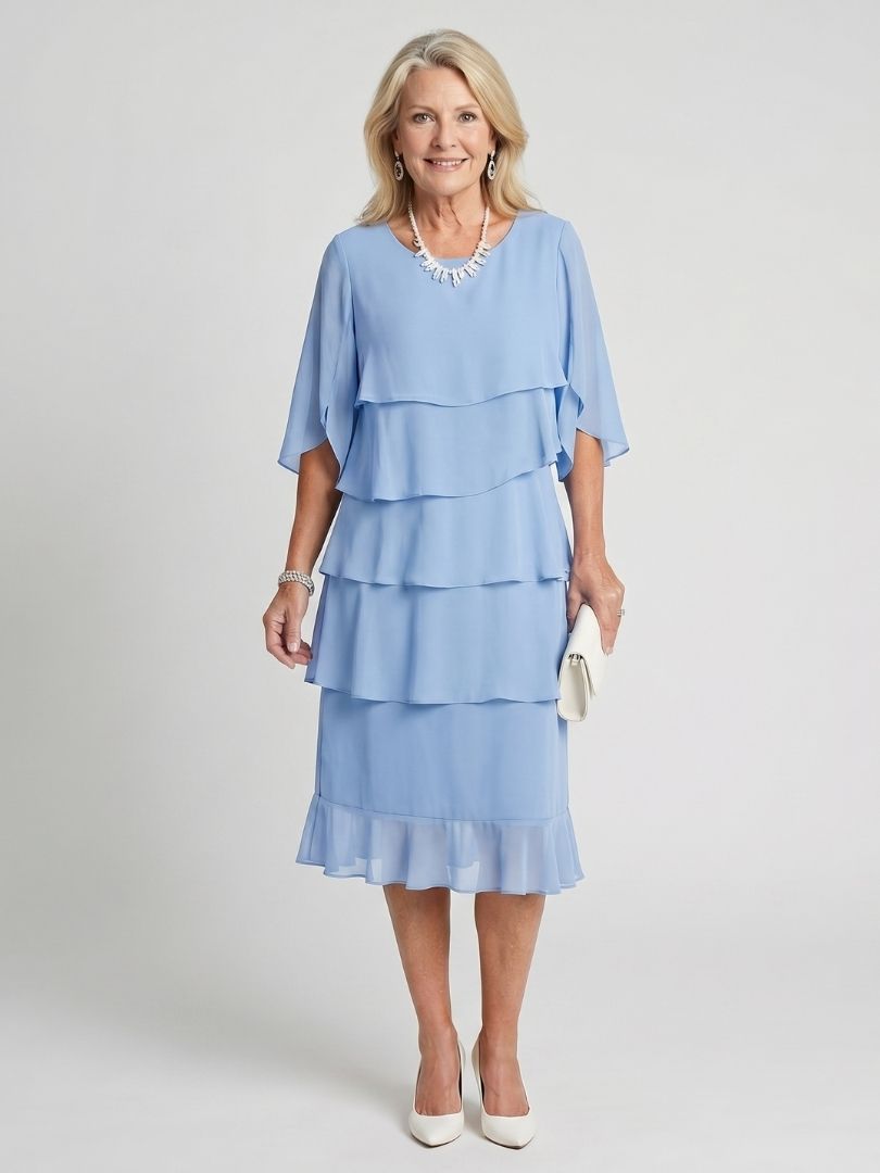 Ophelia | Layered Chiffon Midi Dress