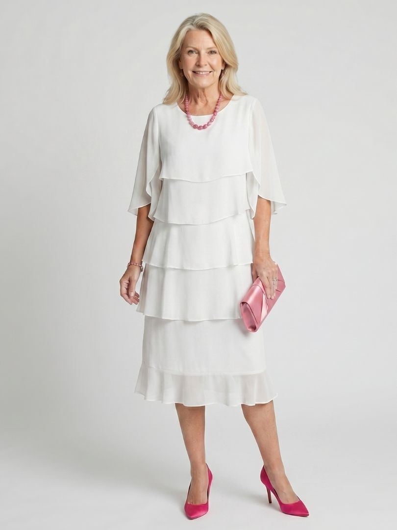 Ophelia | Layered Chiffon Midi Dress